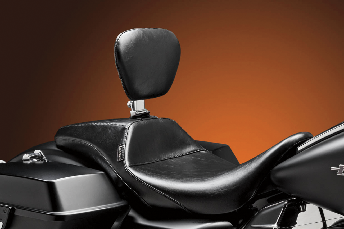 Outcast Daddy Long Legs Seat - Full-Length - W/ Backrest - Smooth - Black - FL '08-'24