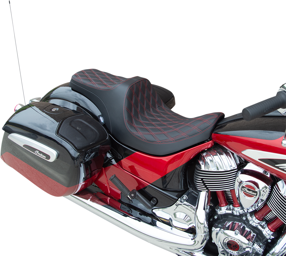 Predator III Seat - Forward Positioning - Double Diamond - Red Stitching - Indian '14-'22