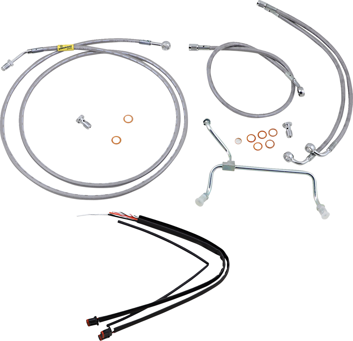 Complete Stainless Braided Handlebar Cable/Brake Line Kit - 13" Ape Hangers - '17-'20 FLH