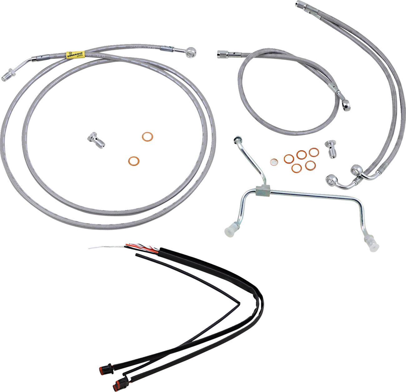 Complete Stainless Braided Handlebar Cable/Brake Line Kit - 13" Ape Hangers - '17-'20 FLH