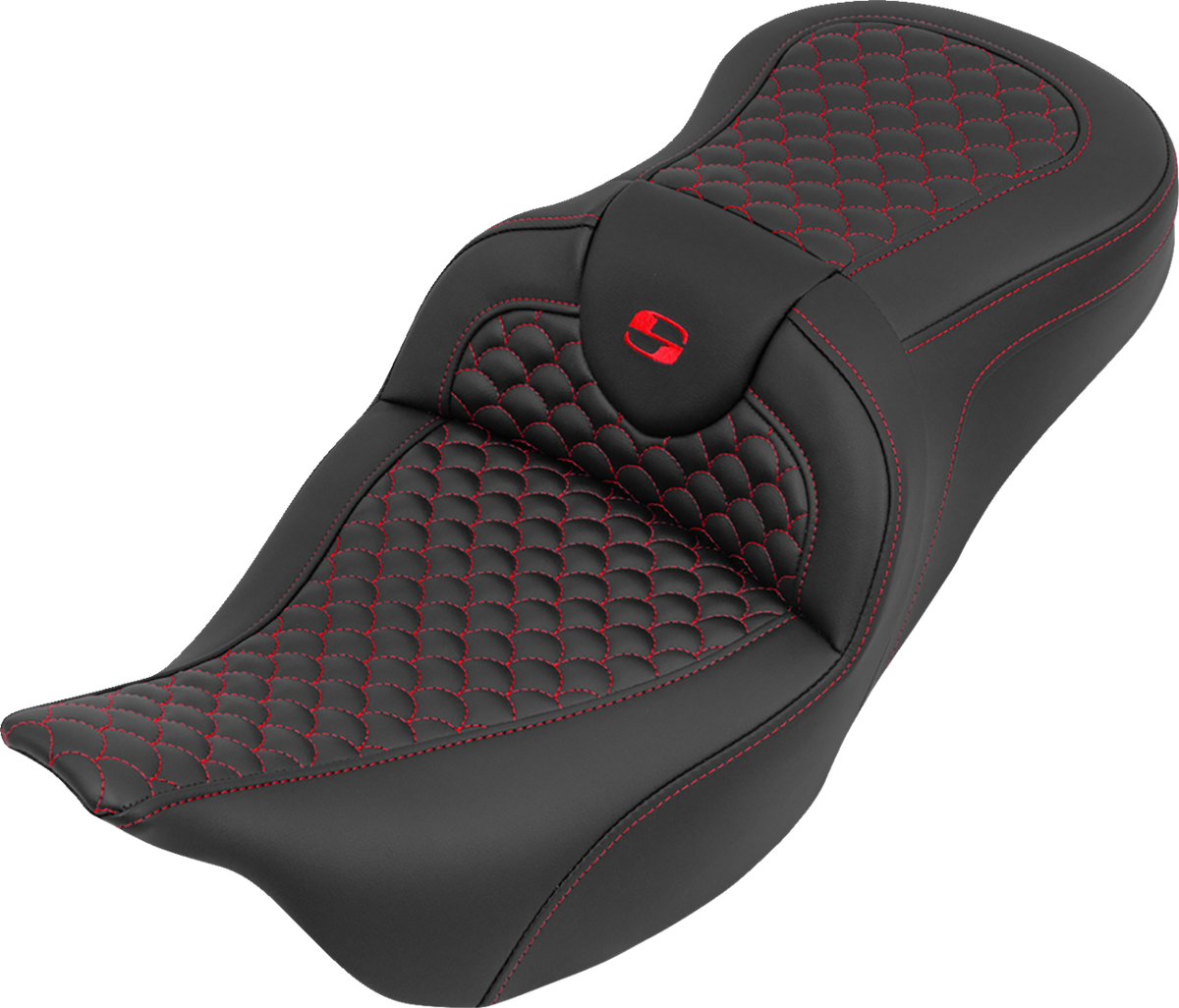 Roadsofa™ Seat - Without Backrest - Dragon Stitch - Red Stitch - FLH/FLT '08-'25
