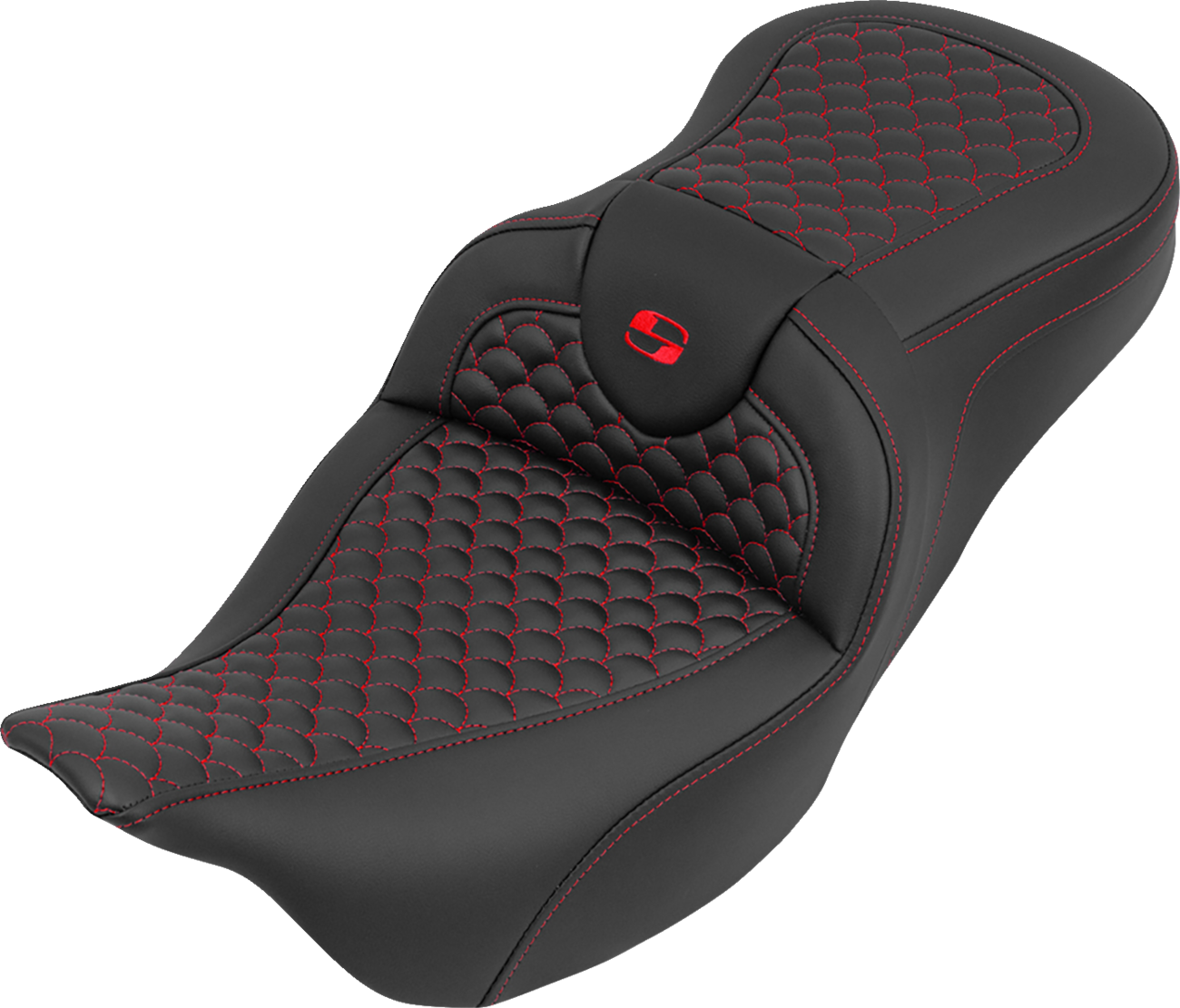 Roadsofa™ Seat - Without Backrest - Dragon Stitch - Red Stitch - FLH/FLT '08-'25