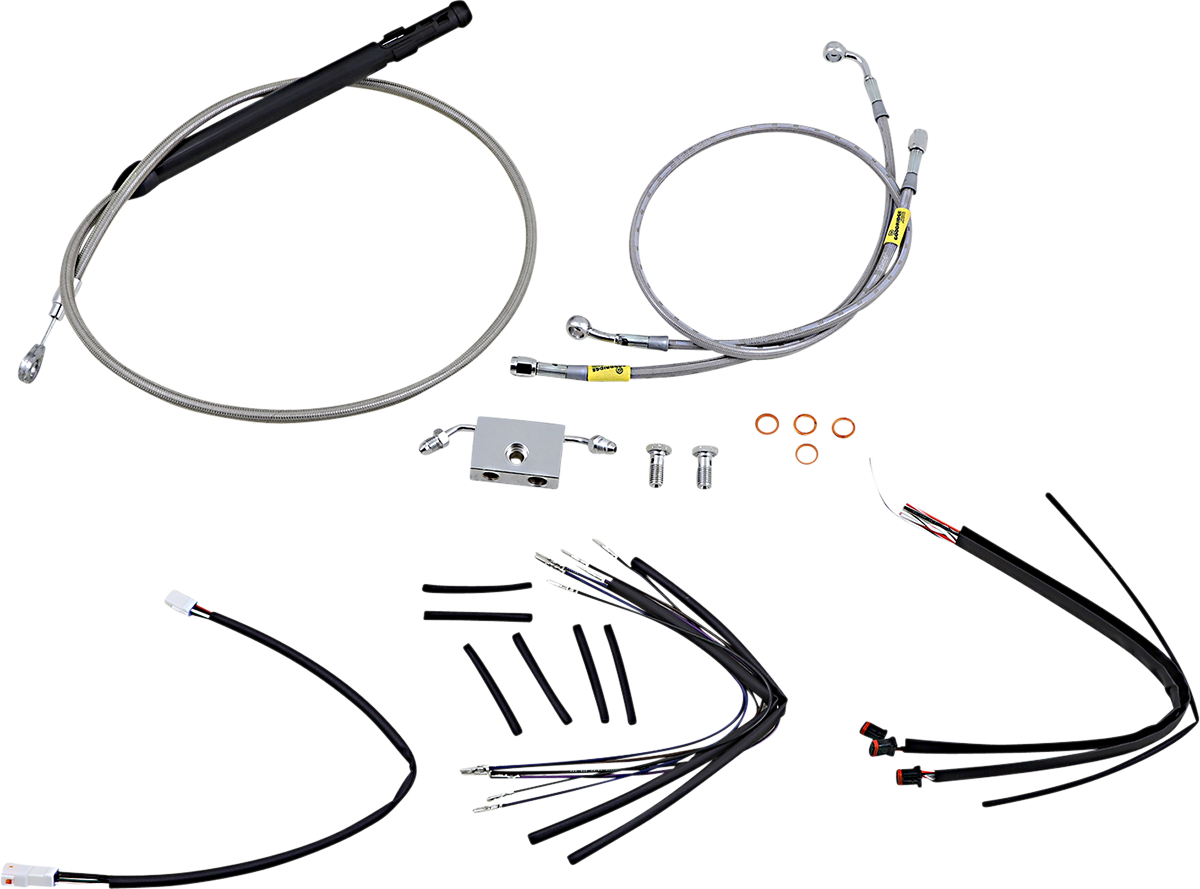Handlebar Cable/Brake Line Kit For Burly Ape Handlebars - 14" Gorilla - Softail/Touring - Stainless