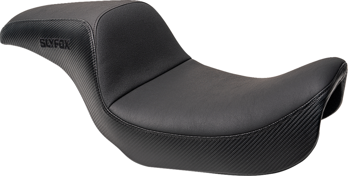 Drifter Seat - Black Logo - Black Vinyl W/ Slipstop - Carbon Fiber - Dyna '96-'03
