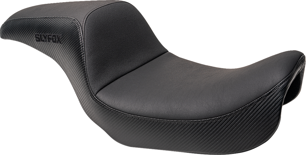 Drifter Seat - Black Logo - Black Vinyl W/ Slipstop - Carbon Fiber - Dyna '96-'03