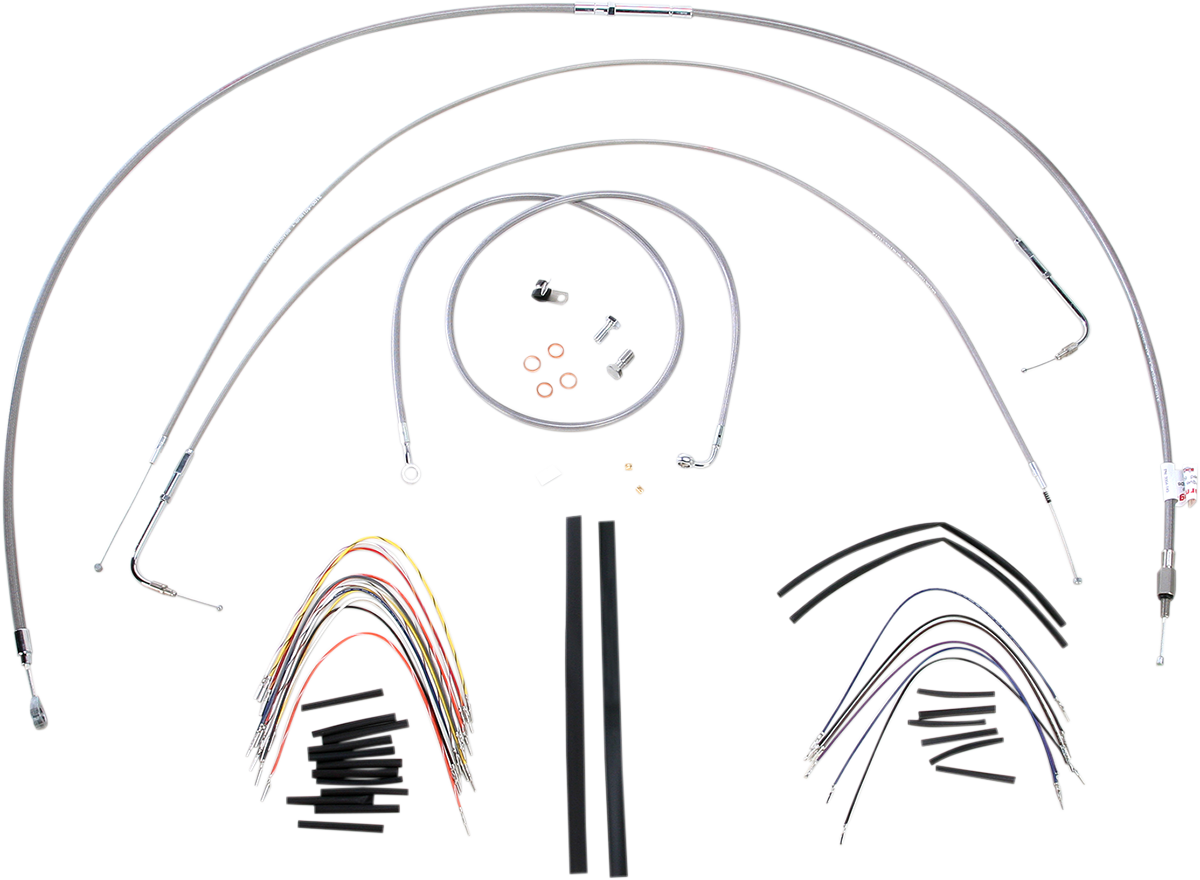Complete Stainless Braided Handlebar Cable/Brake Line Kit - 16" Ape Hangers - '00-'06 FXST