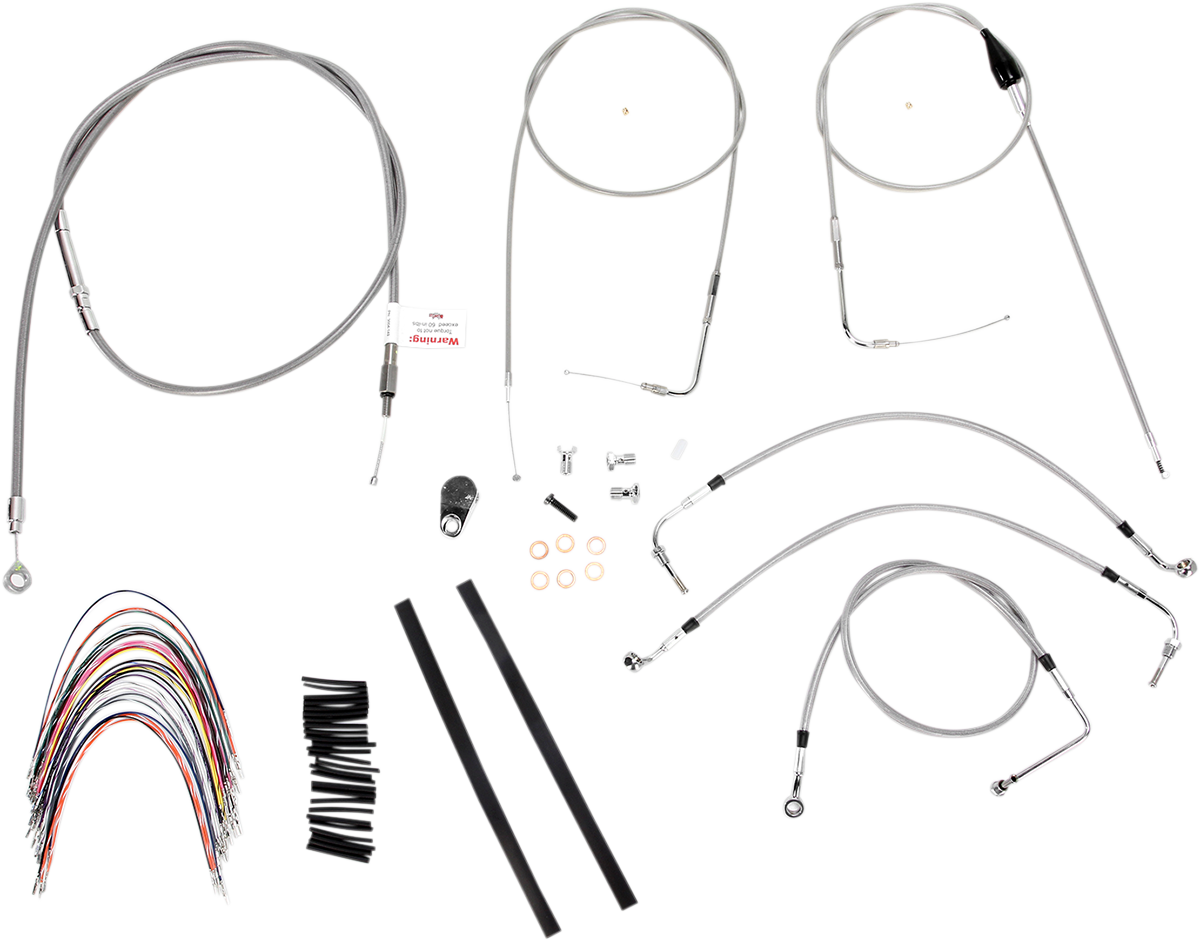 Complete Stainless Braided Handlebar Cable/Brake Line Kit - 14" Ape Hangers - '07 Touring