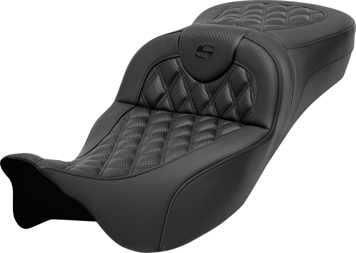 Roadsofa™ Extended Reach Seat - Without Backrest - Lattice Stitch - Carbon Fiber - FL '08-'24