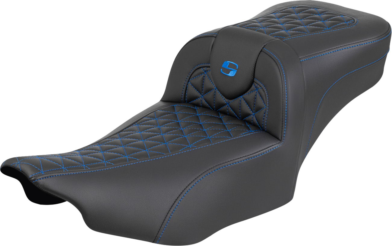 Roadsofa™ Extended Reach Seat - Without Backrest - Tri-Gripper Blue Stitch - FLH/FLT '23-'25