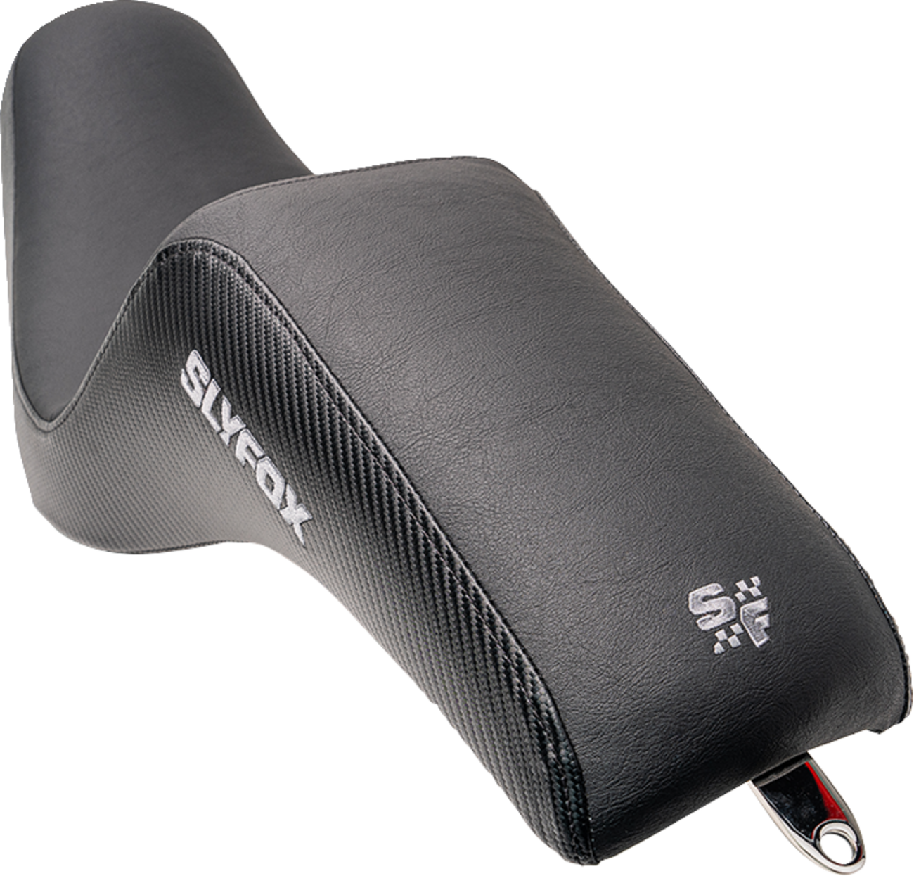Drifter Seat - Gray Logo - Black Vinyl W/ Slipstop - Carbon Fiber - Dyna '96-'03