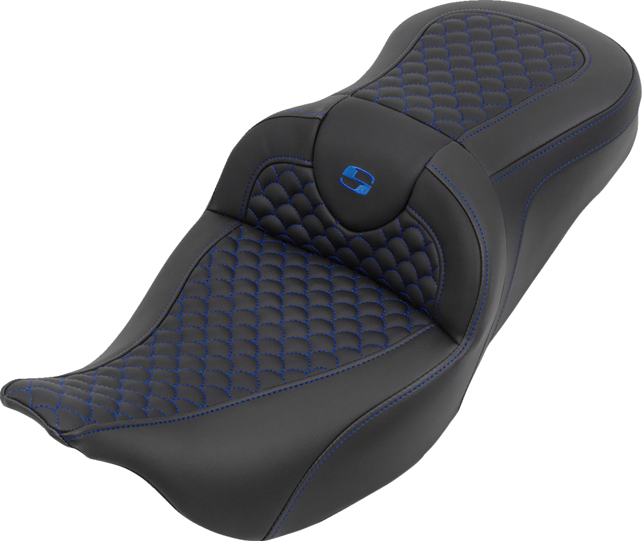 Roadsofa™ Seat - Without Backrest - Dragon Stitch - Blue Stitch - FLH/FLT '08-'25