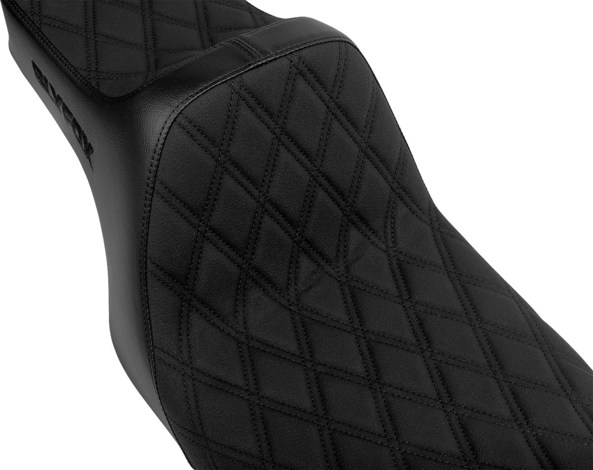 High Noon Seat - Double Diamond - Black Logo - Black Stitch - FLH/FLT '97-'07