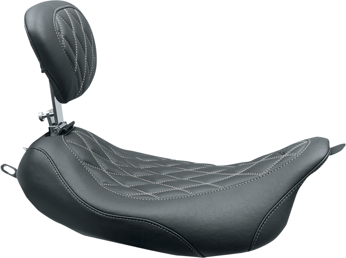 Wide Tripper™ Solo Seat - W/ Drivers Backrest - Black W/ Gun Metal Stitching - FL '08-'25