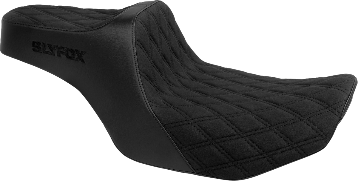 High Noon Seat - Double Diamond - Black Logo - Black Stitch - FLH/FLT '23-'25