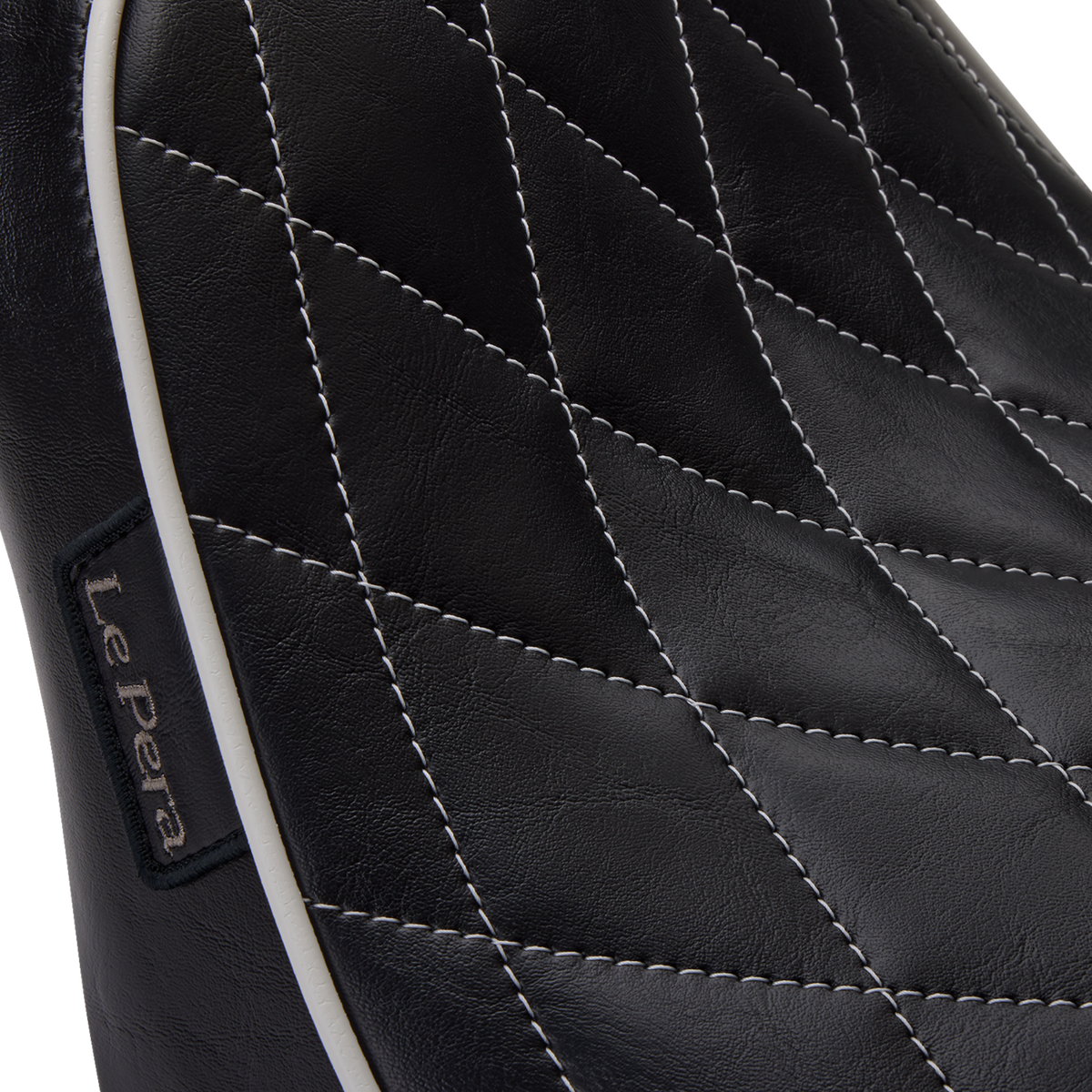 Bare Bones Solo Seat - Diamond Stitch W/ White Stitching/Piping - Black - Softail '18-'23