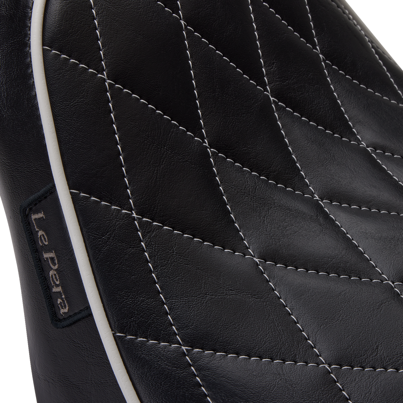 Bare Bones Solo Seat - Diamond Stitch W/ White Stitching/Piping - Black - Softail '18-'23