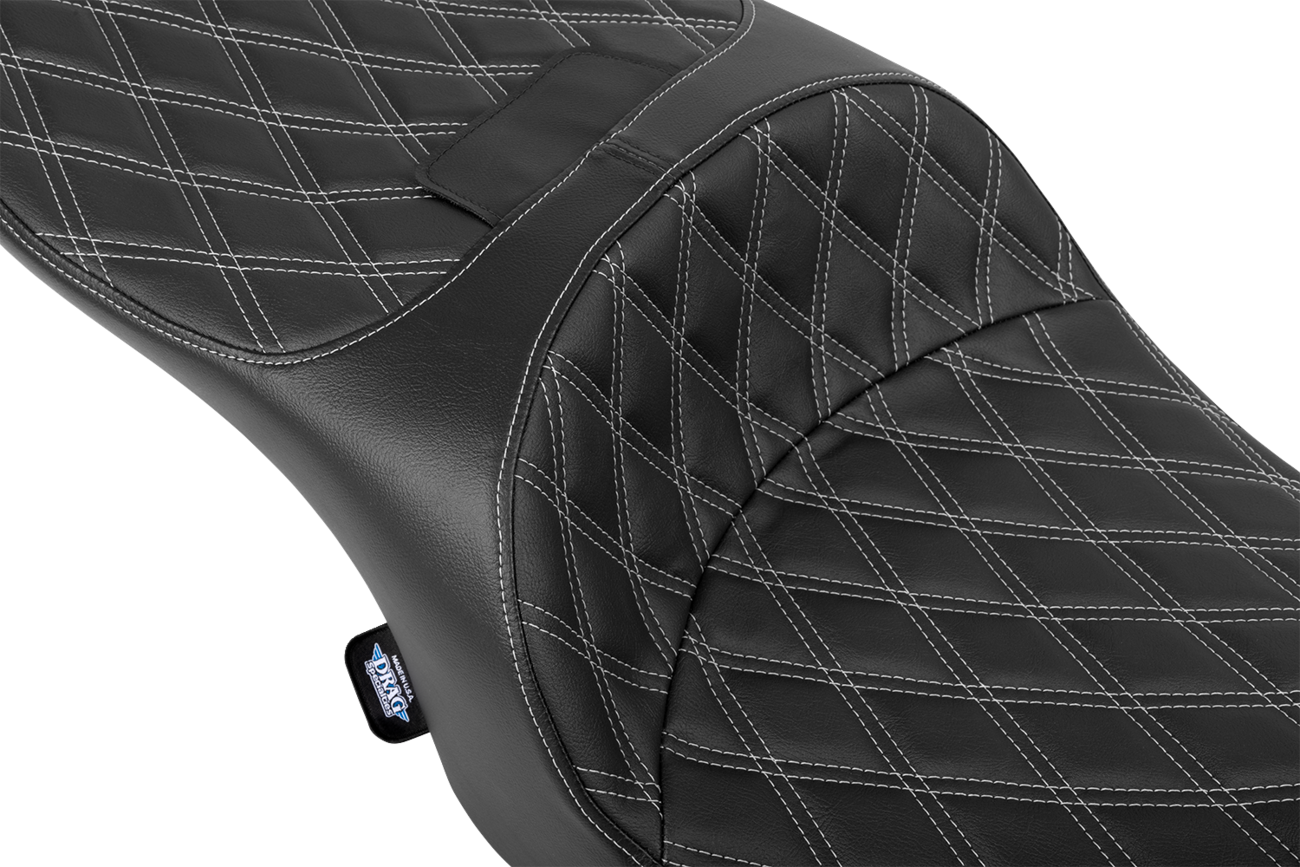 Forward Position Freedom Seat - Vinyl - Silver Double Diamond Stitch - FLH/FLT '23-'25