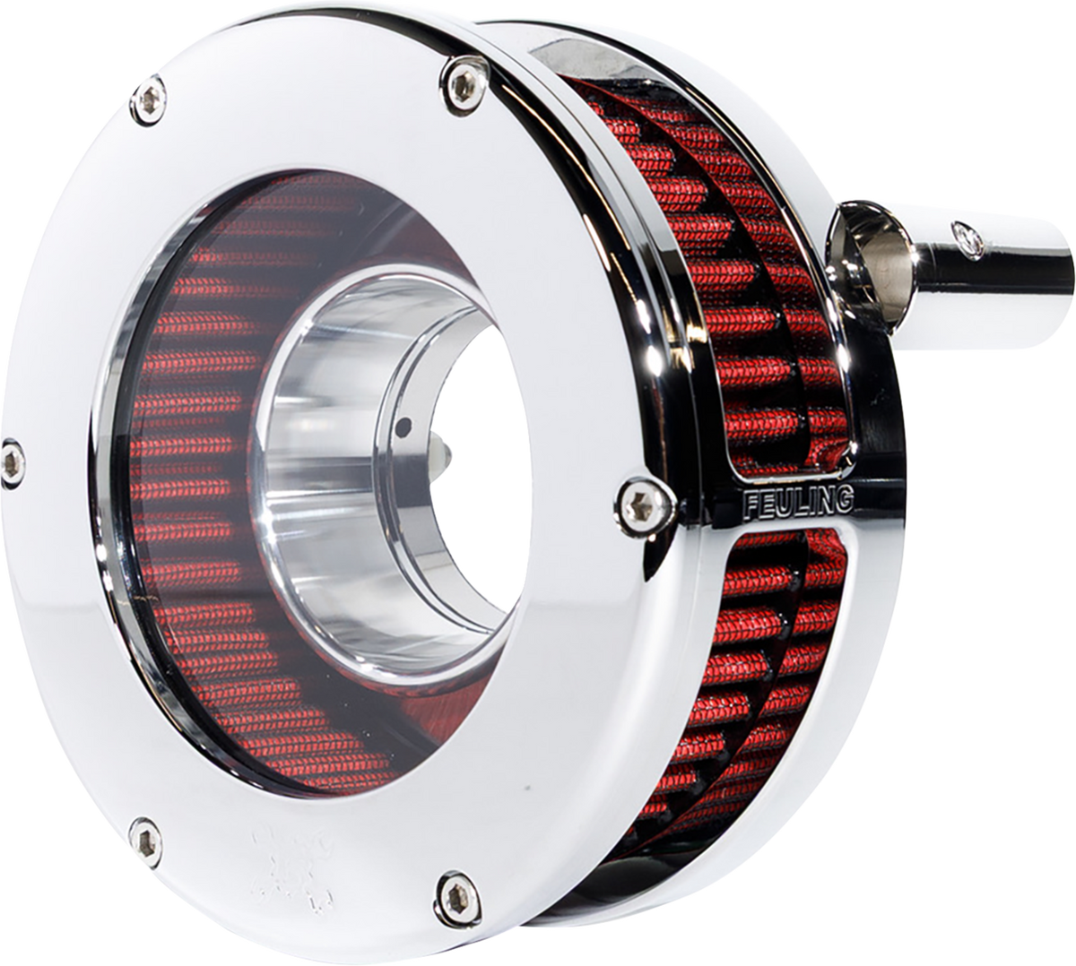 Slim BA Air Cleaner Kit - Chrome/Clear - Red Filter - Twin Cam