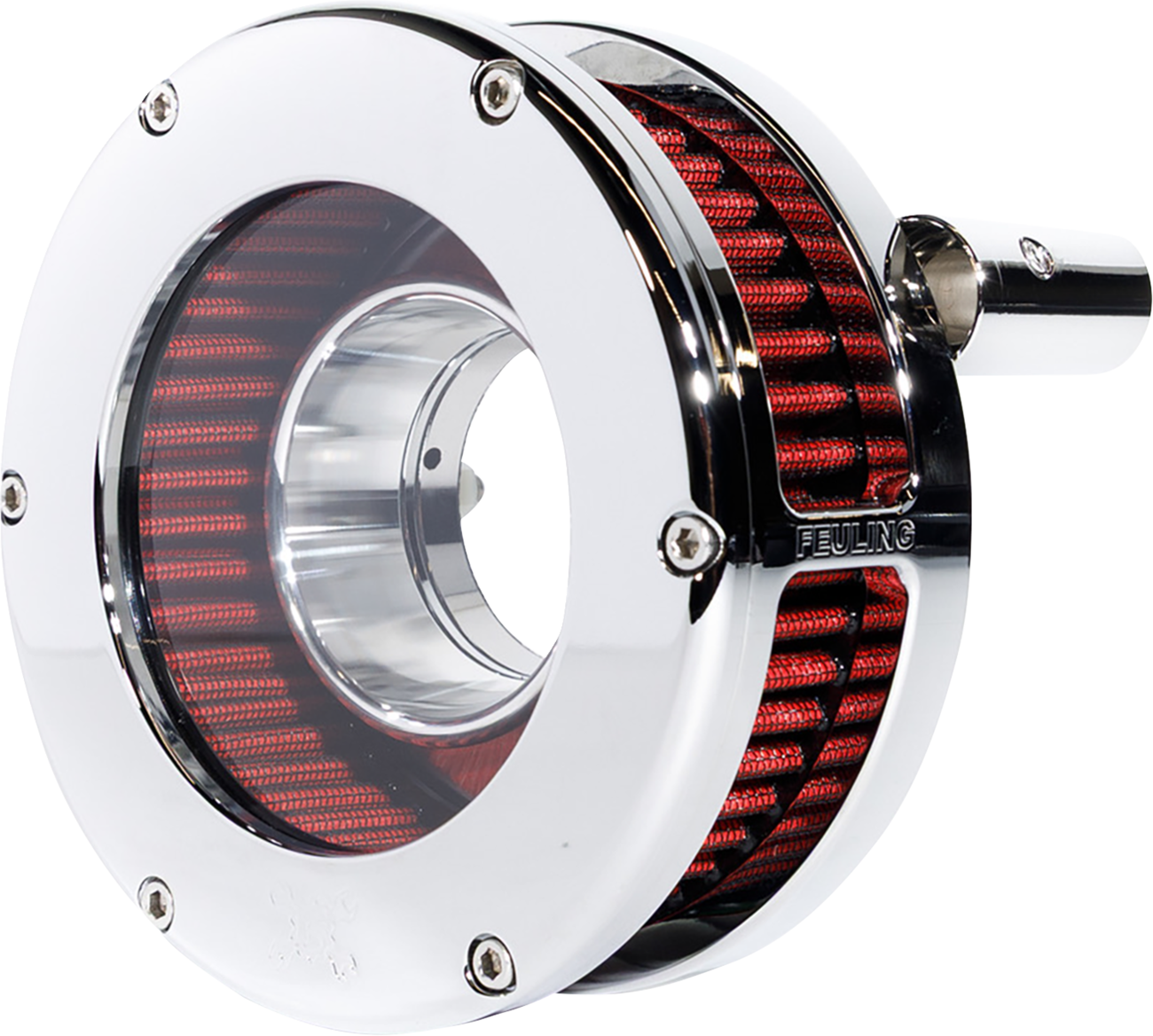 Slim BA Air Cleaner Kit - Chrome/Clear - Red Filter - Twin Cam