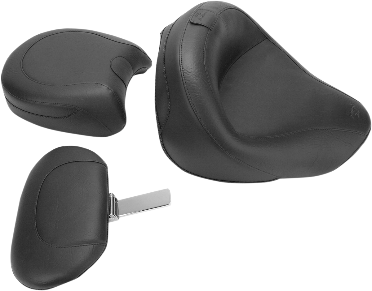 Seat - Vintage - Wide - Touring - With Driver Backrest - Two-Piece - Smooth - Black - VN1600