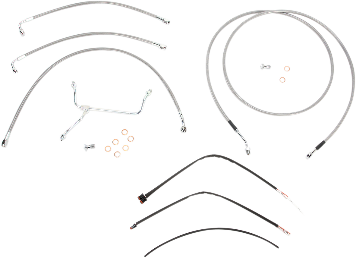 Complete Stainless Braided Handlebar Cable/Brake Line Kit - 13" Ape Hangers - '14-'16 FLH
