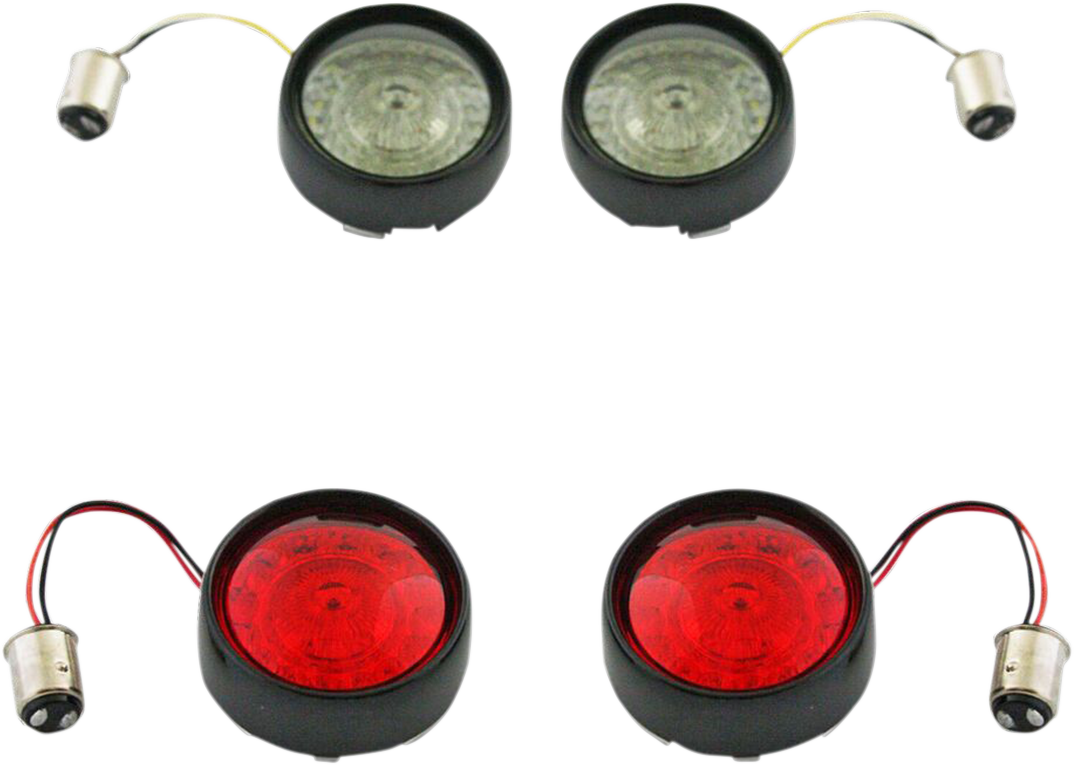 Complete Front & Rear Turn Signal Conversion Kit With Bullet Bezel Lenses