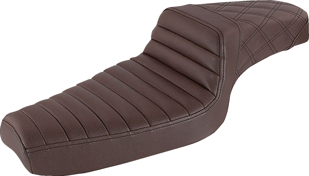 Step-Up Seat - Front Tuck-N-Roll/Rear Lattice Stitch - Brown