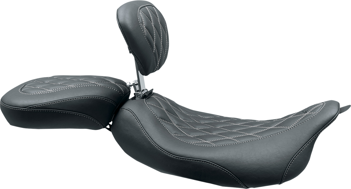Wide Tripper™ Solo Seat - W/ Drivers Backrest - Black W/ Gun Metal Stitching - FL '08-'25