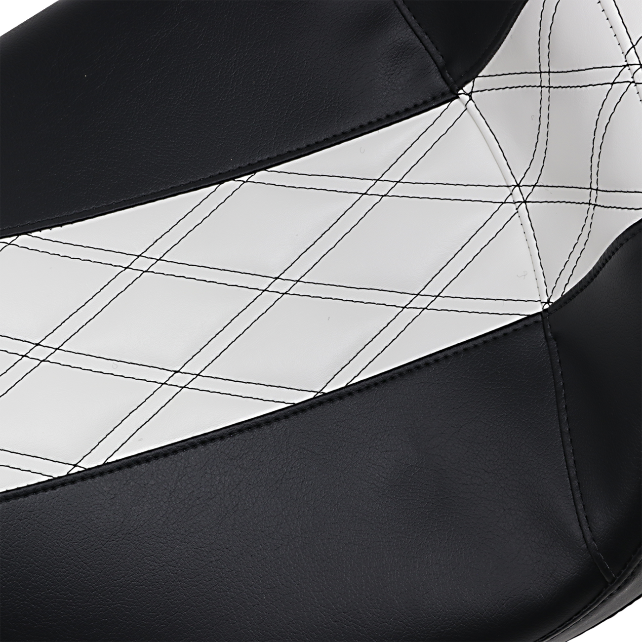 Outcast Daddy Long Legs Seat - 2Up - W/O Backrest - Black W/ White Double Diamond Inlay - FL '08-'22