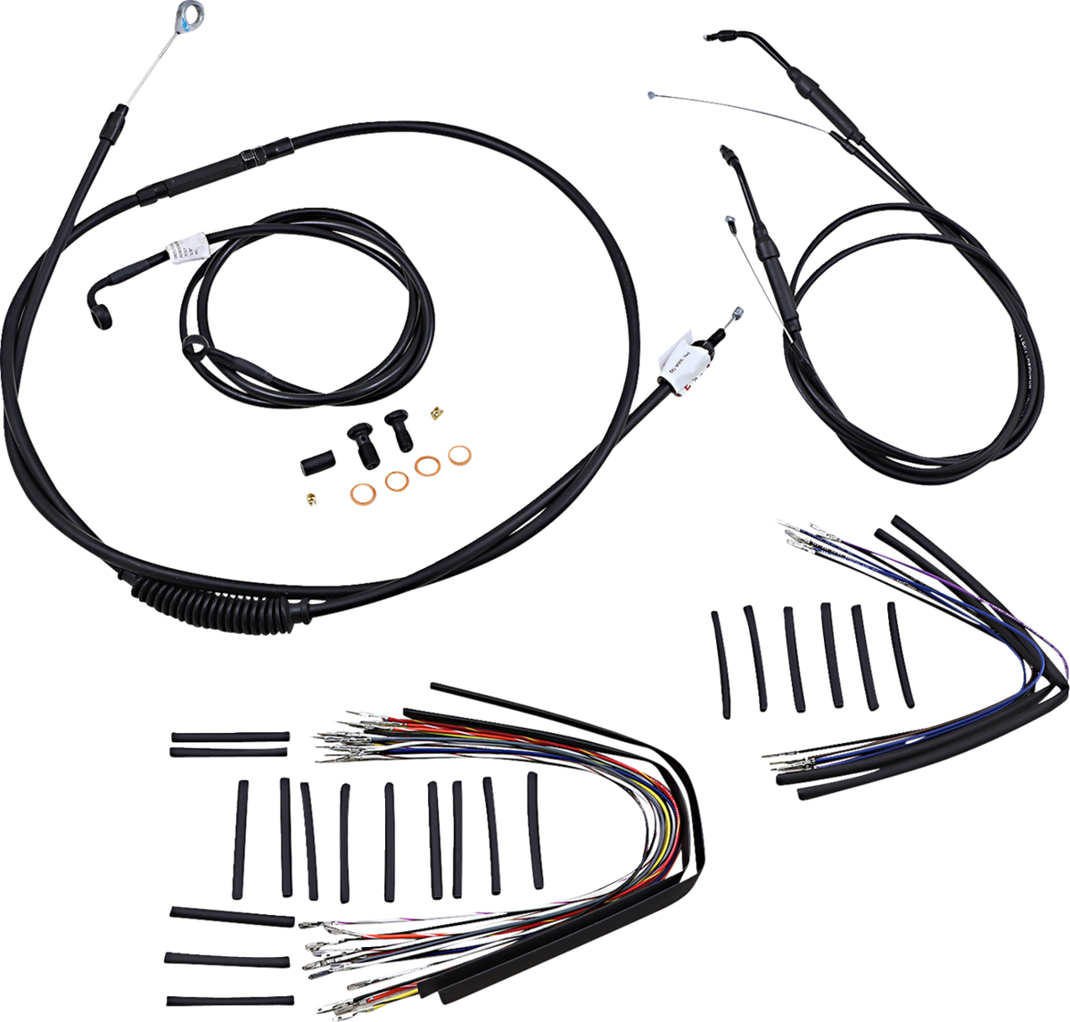 Complete Black Vinyl Handlebar Cable/Line Kit For Ape Hanger Handlebars - 16" - '07-'11 FXD