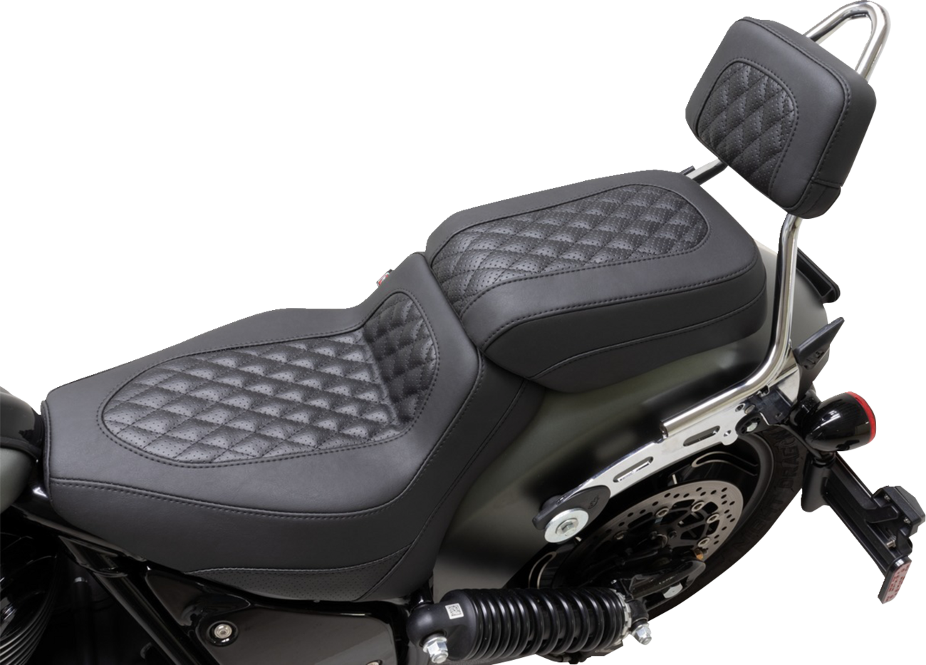 Squareback Sissy Bar Pad - Black - Diamond Stitch - Chief '22-'23