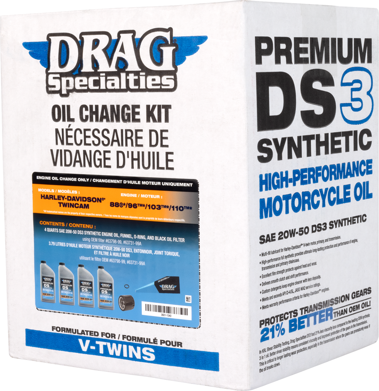 Full Synthetic Oil Change Kit - 20W50 - Twin Cam - Black Filter