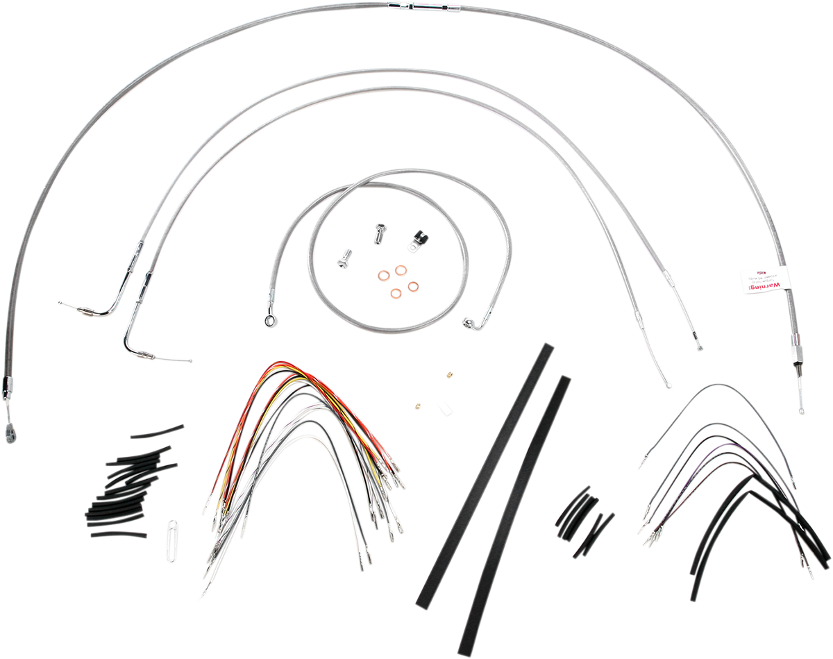 Complete Stainless Braided Handlebar Cable/Brake Line Kit - 16" Ape Hangers - '07-'10 FLST