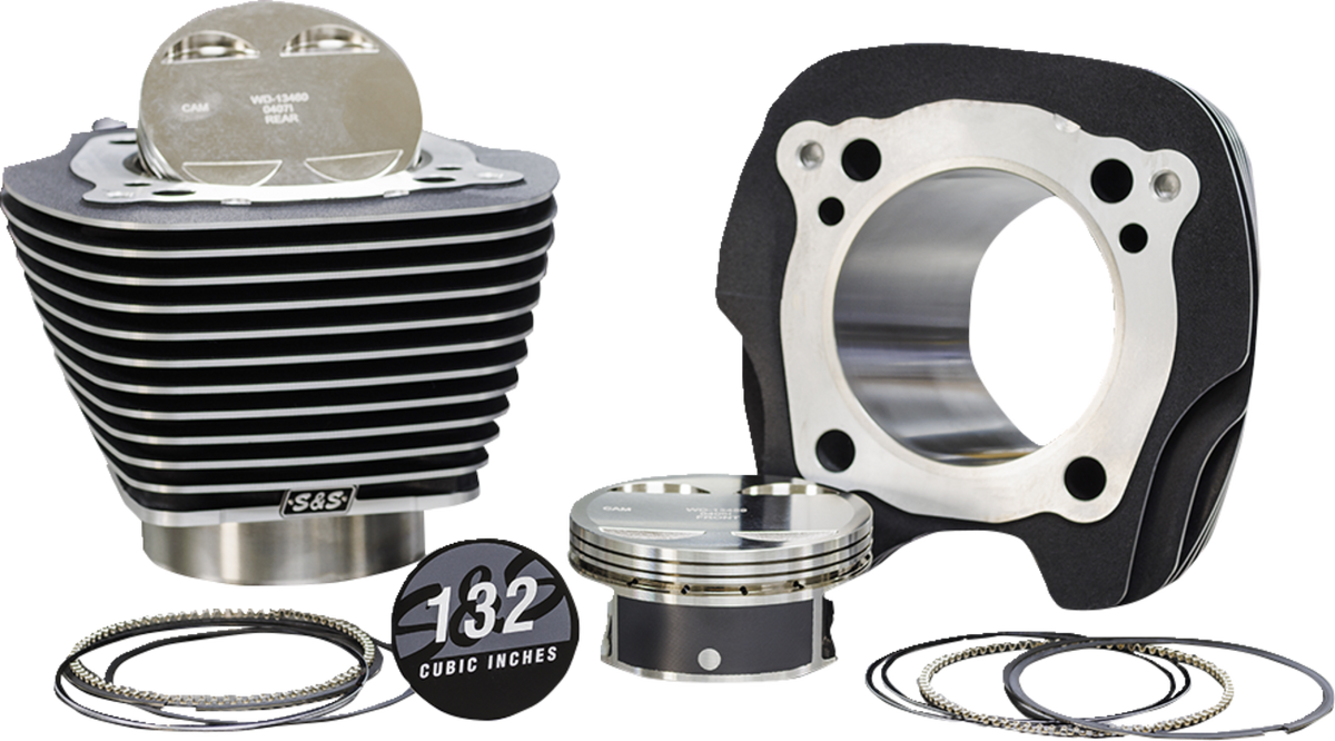 132" Big Bore Cylinder Kit - Black Granite/Highlighted Fins - For 114"/117" Engine - M8
