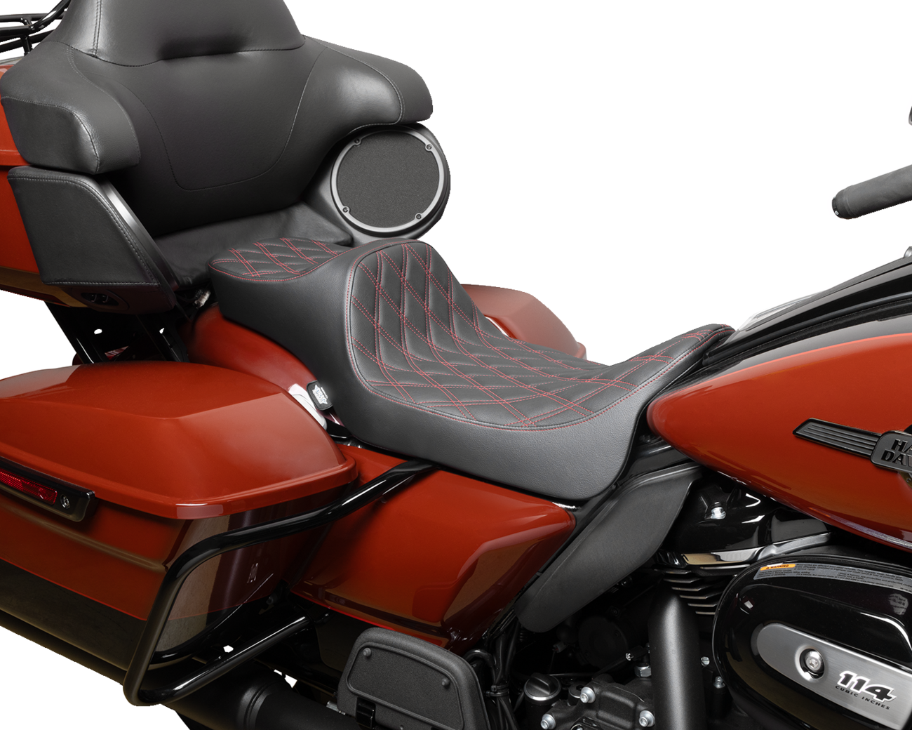 Predator III Seat - Extended Reach - Double Diamnd - Red Stitching - FLH/FLT '08-'24