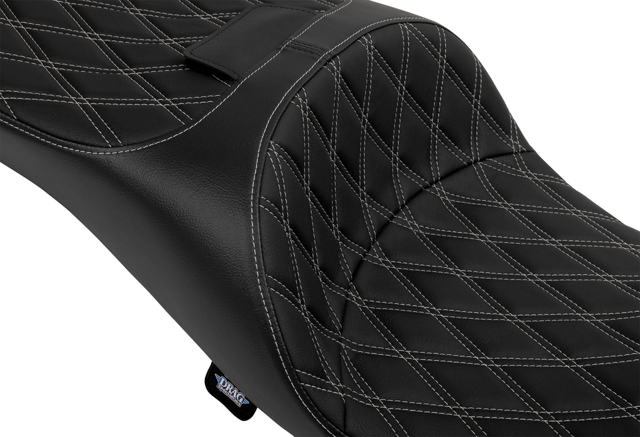 Extended Reach Freedom Seat - Vinyl - Double Diamond - Silver Stitch - FLT/FLH '09-'25