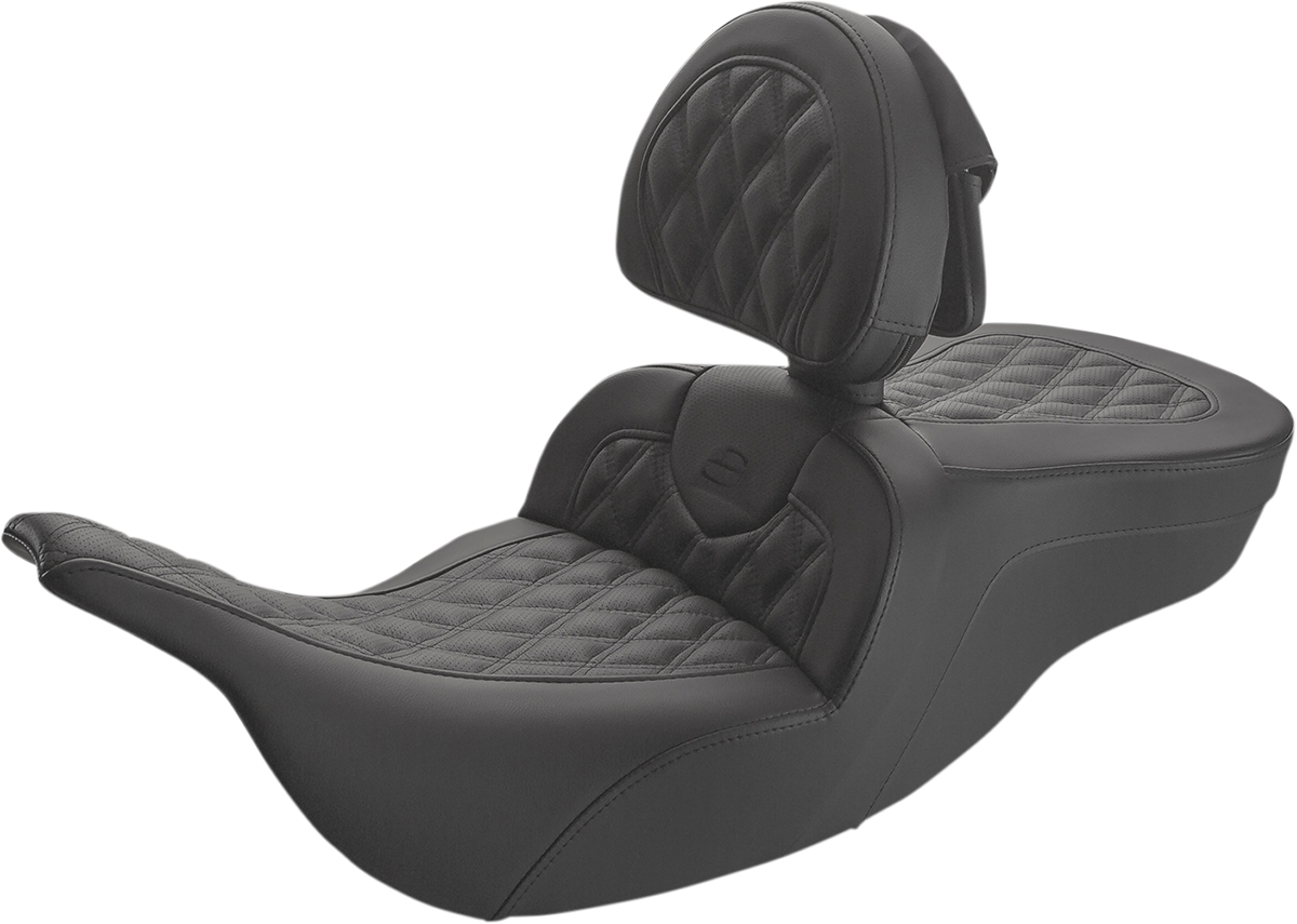 Roadsofa™ Lattice Stitched Seat - W/ Driver Backrest - Black