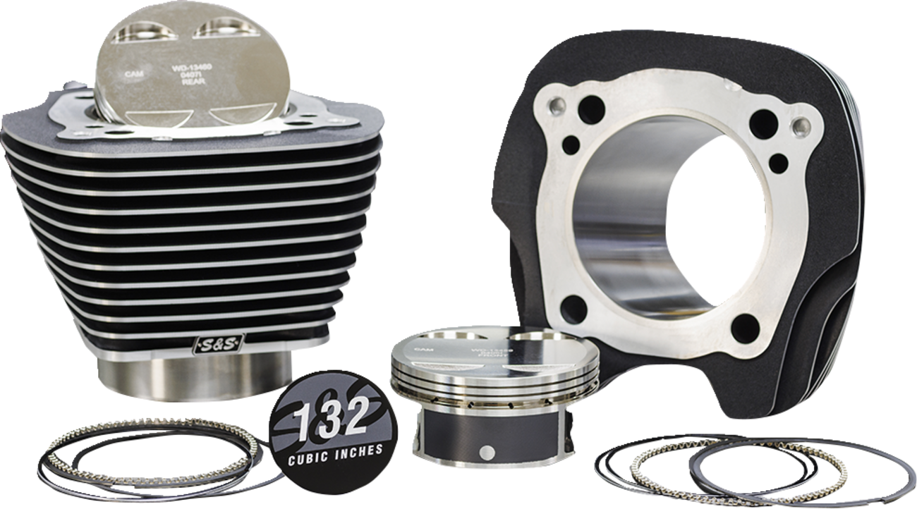 132" Big Bore Cylinder Kit - Black Granite/Highlighted Fins - For 114"/117" Engine - M8