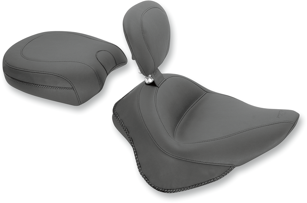 Wide Solo Seat - With Backrest - Vintage - Black - Smooth - FL/FX '11-'17