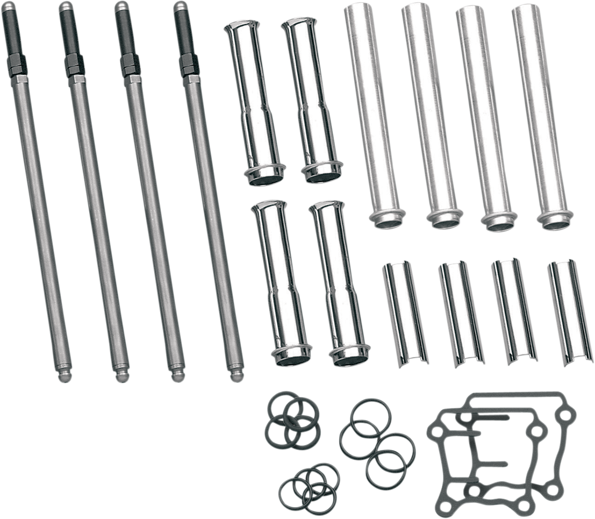 Adjustable Pushrod Kit - Chrome Covers - Twin Cam '99-'17