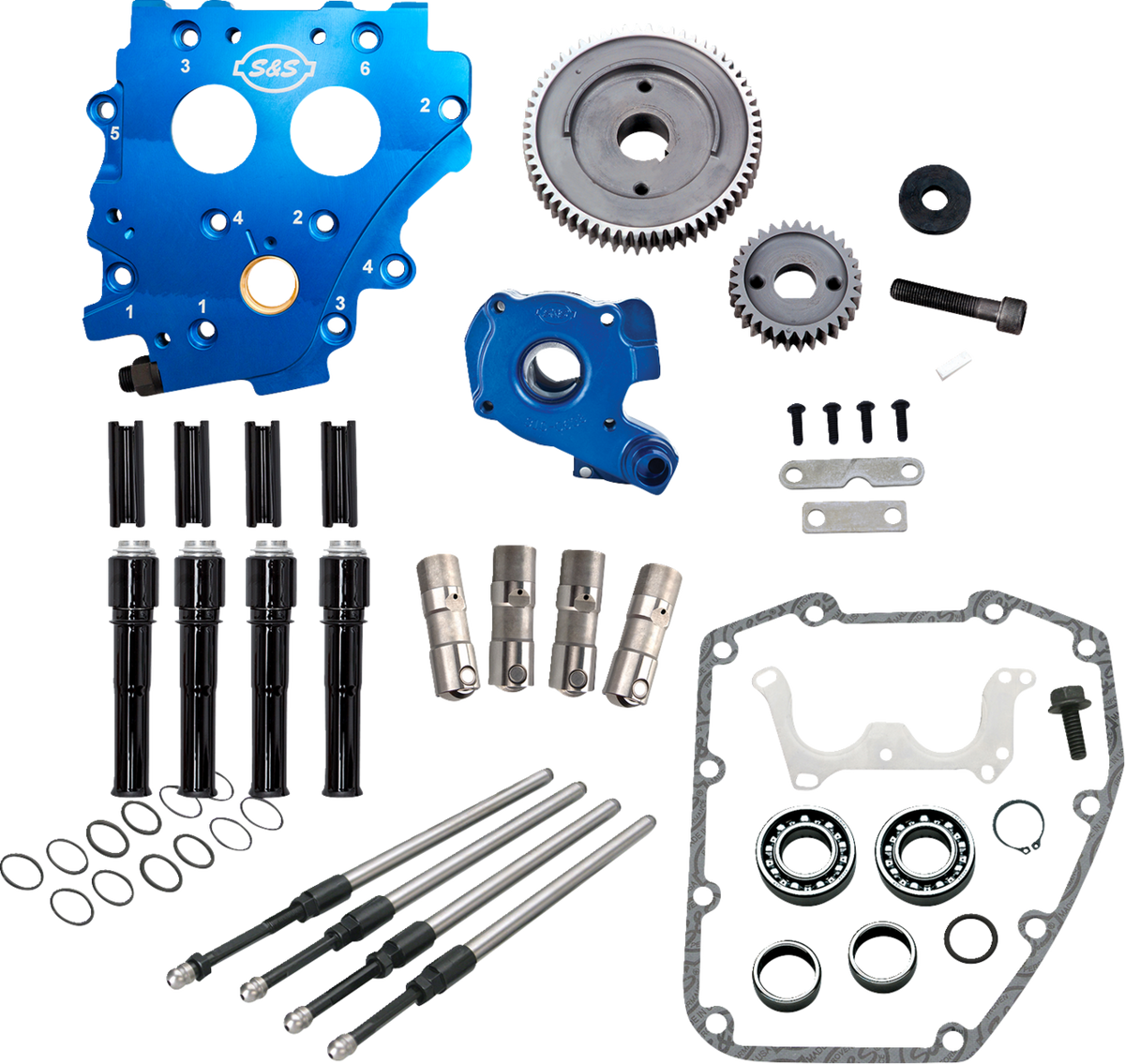 Cam Chest Kit Without Cams - Gear Drive - Oil Cooled - Black Pushrods - Twin Cam
