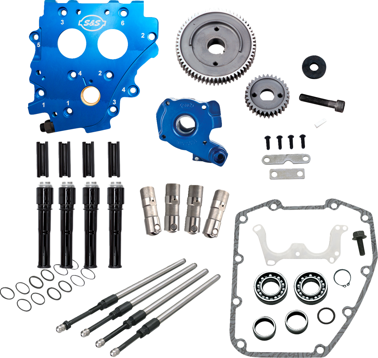 Cam Chest Kit Without Cams - Gear Drive - Oil Cooled - Black Pushrods - Twin Cam