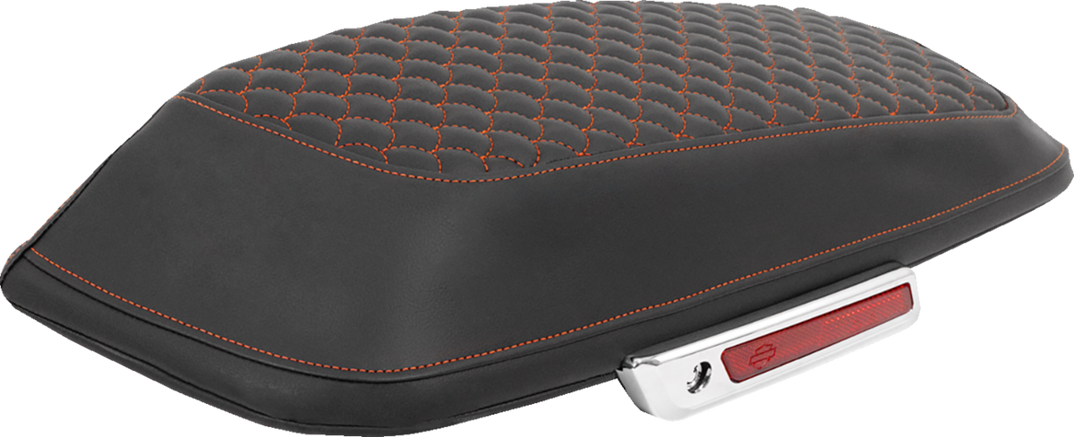 Saddlebag Lid Covers - Dragon Scale - Orange Stitch - FLH/FLT '14-'25