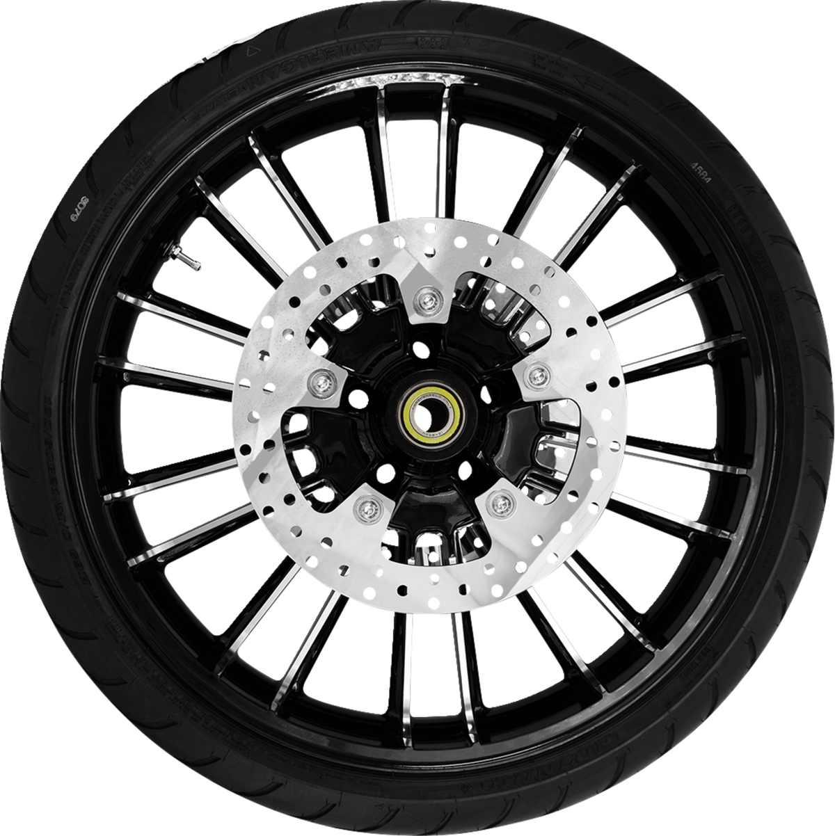 Atlantic Front Wheel - Black Cut (21") | Rotors (11.8") | Dunlop Tire (130/60b21)