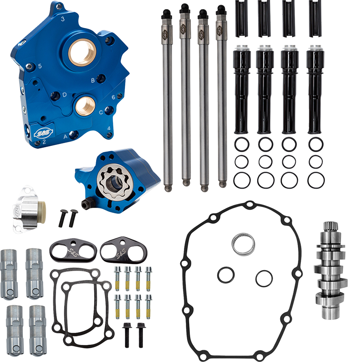 Cam Chest Kit - 496 Chain Drive Cam - Oil Cooled - Black Pushtubes - M8