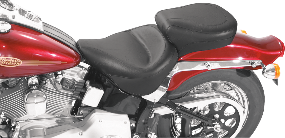 Vintage Style Seat - Wide - Smooth - Black - FXST/FLST