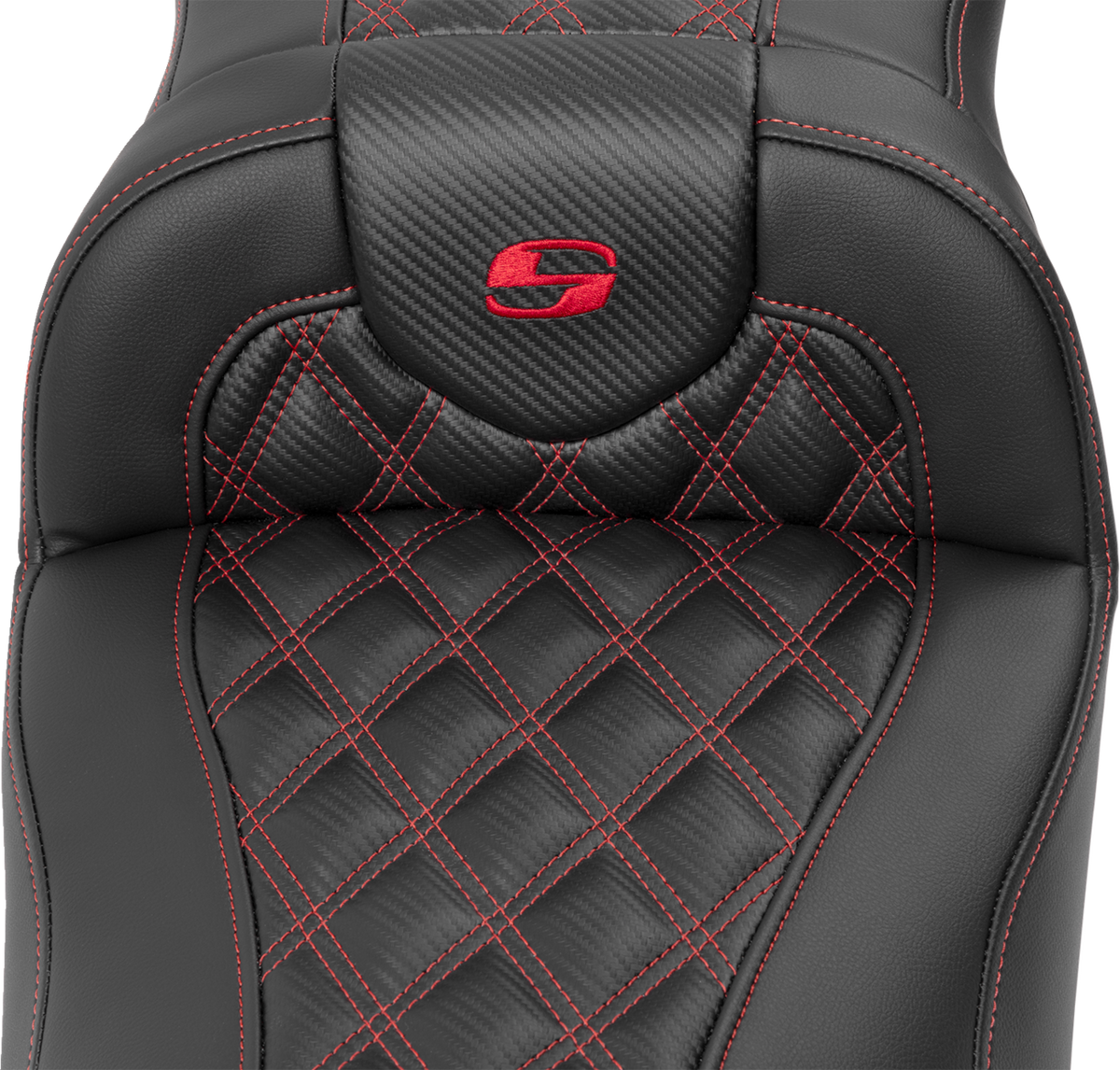 Roadsofa™ Extended Reach Seat - Without Backrest - Lattice Stitch - Red Stitch - FLTR/FLHX '23-'24