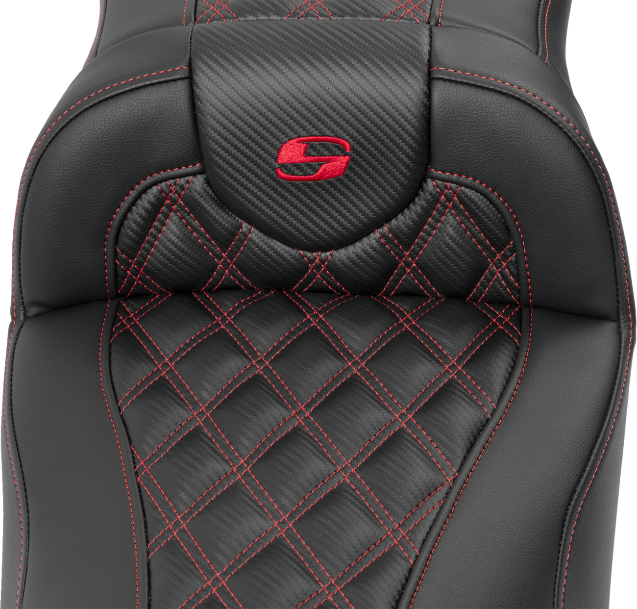 Roadsofa™ Extended Reach Seat - Without Backrest - Lattice Stitch - Red Stitch - FLTR/FLHX '23-'24