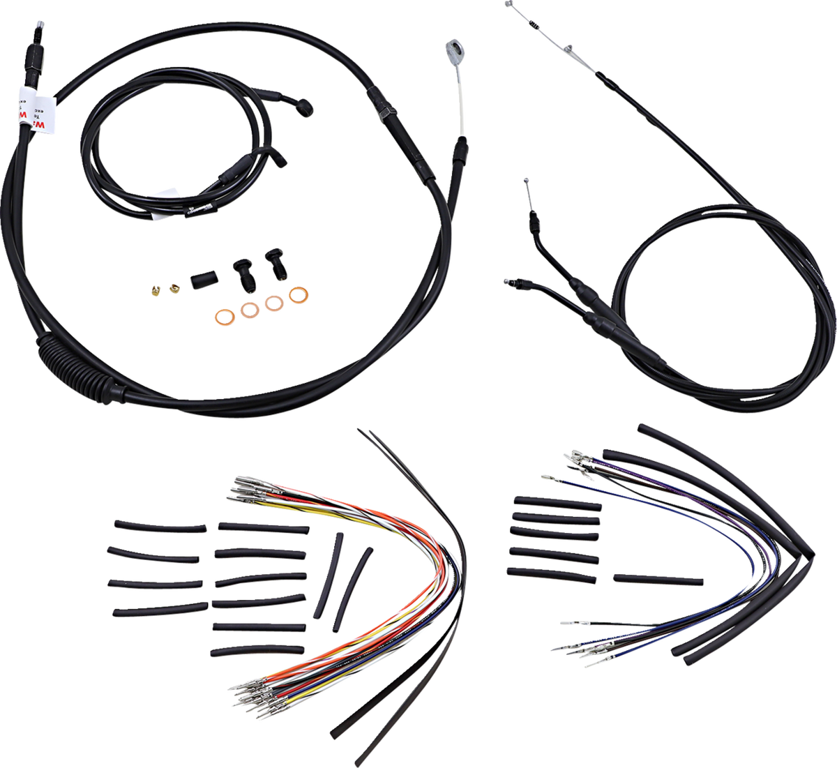 Complete Black Vinyl Handlebar Cable/Line Kit For Ape Hangers - 16" - '06 FXD