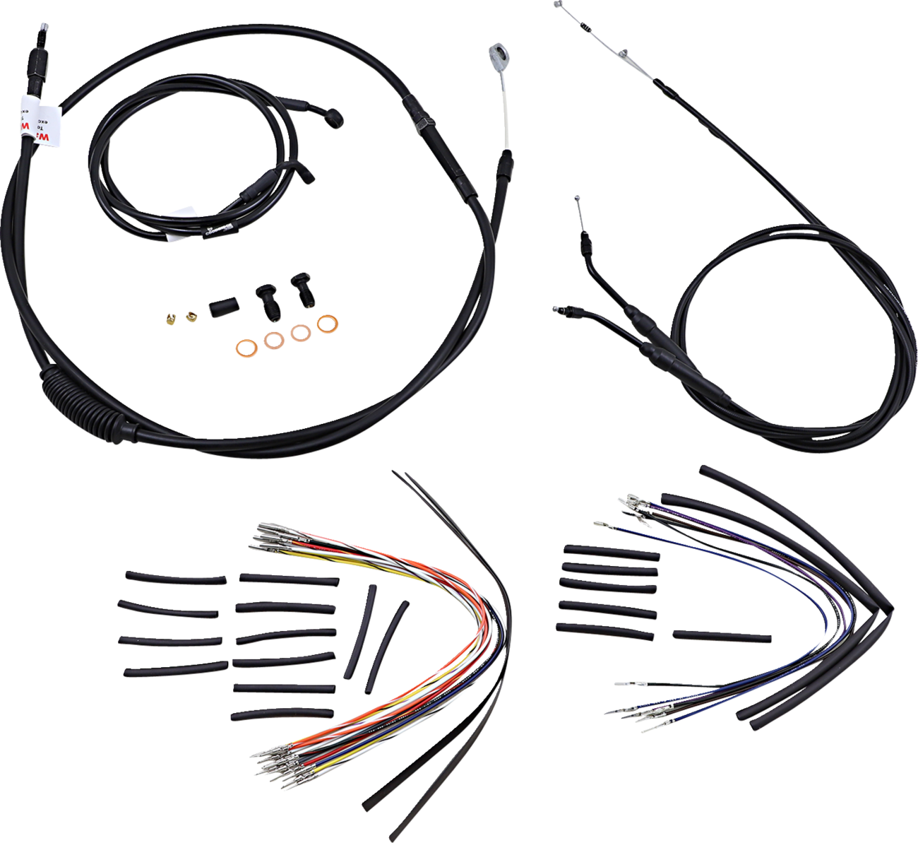 Complete Black Vinyl Handlebar Cable/Line Kit For Ape Hangers - 16" - '06 FXD